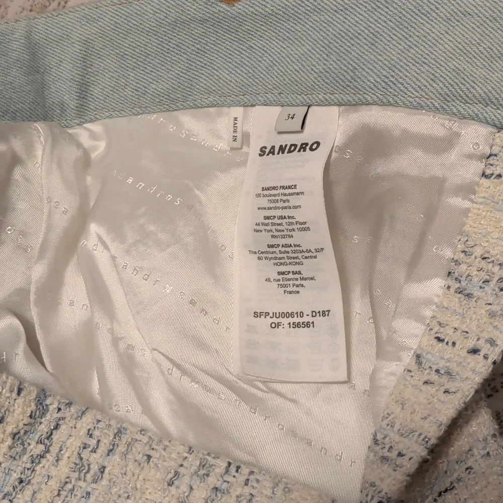 Sandro Ivory Tweed Mini Skirt